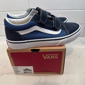 Vans Blue and White Velcro Sneakers boys size 3 2 strap skate shoes